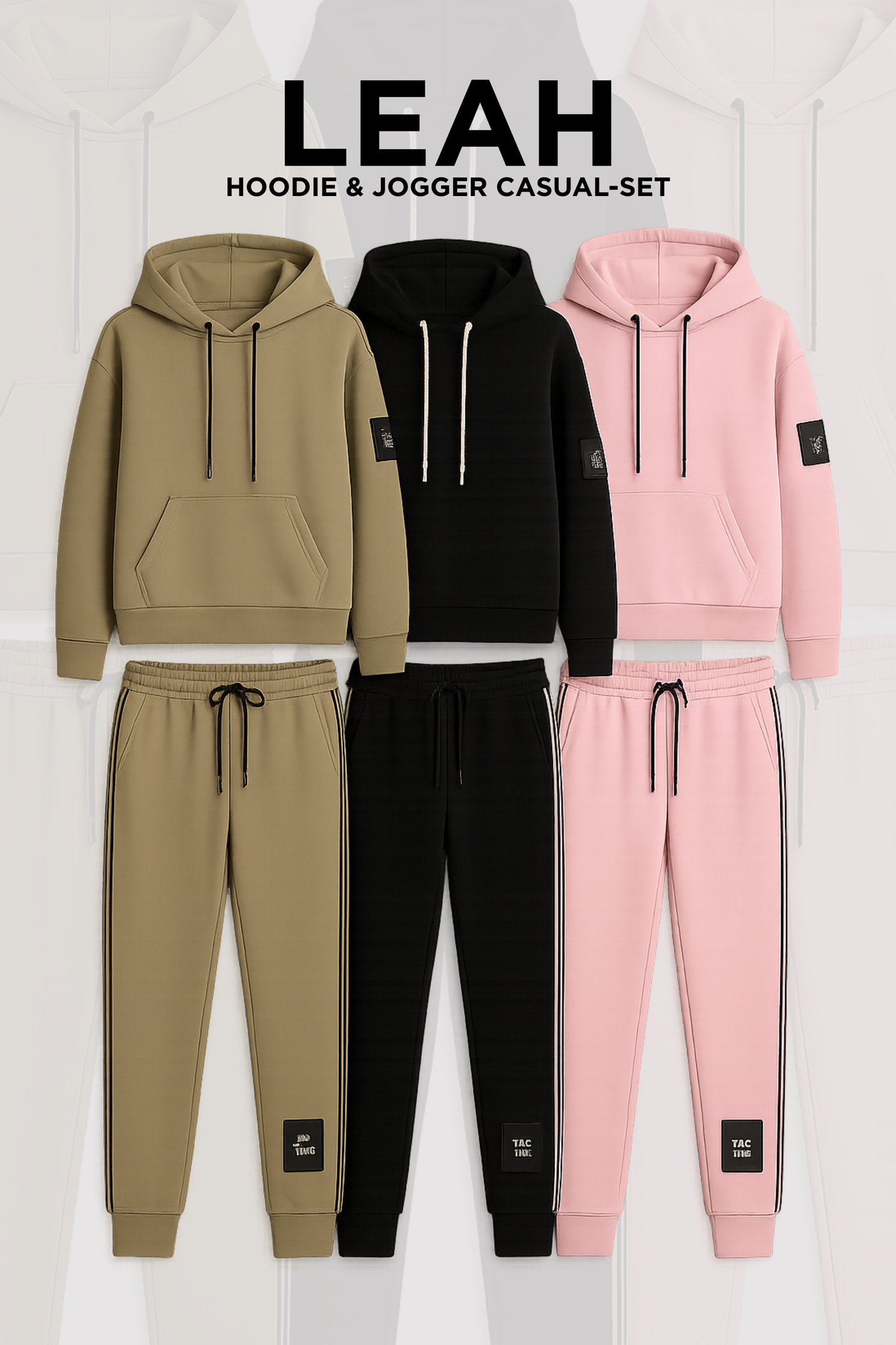 Damen Zweiteiler Hoodie mit Kordelzug und Joggerhose Regular Fit Casual Sport Set 2-teilig