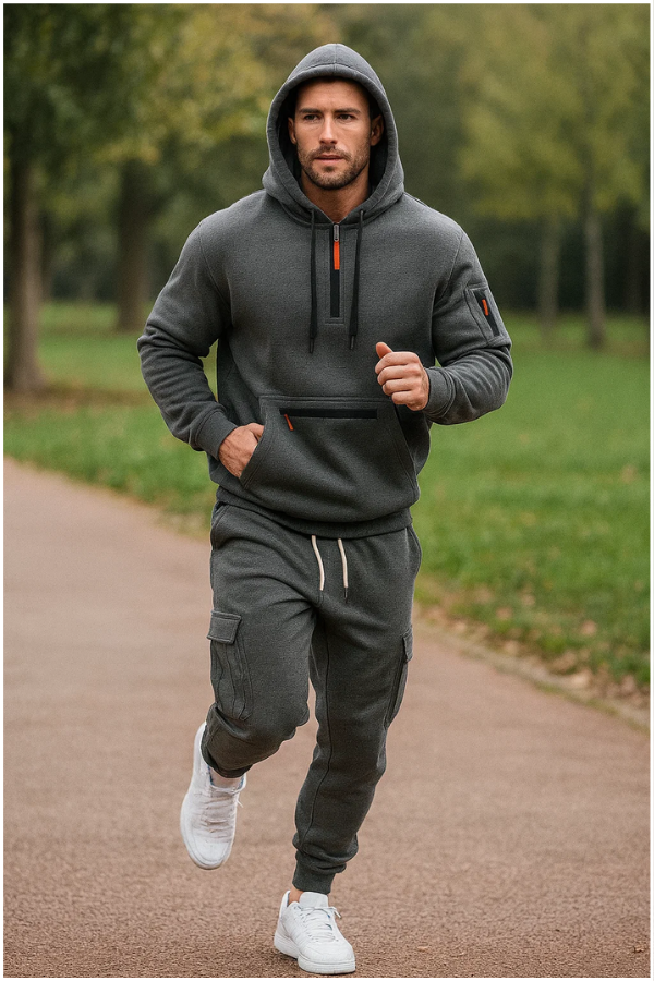 Herren Trainingsanzug Winter Set Hoodie Hose Gefüttert Komfort Freizeit