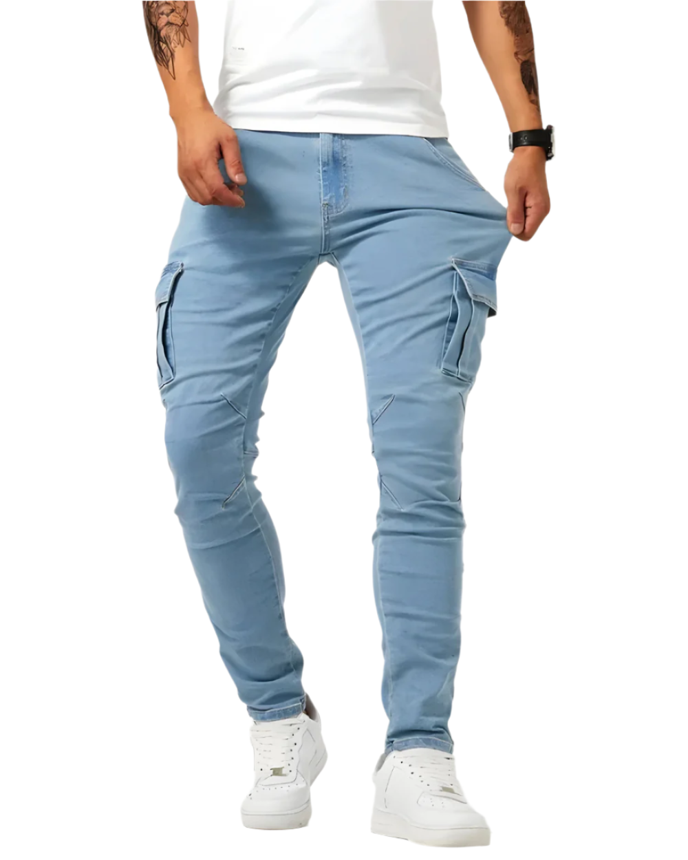 Herren Cargohose Slim Fit Baumwolle Stretch bequeme Taschen
