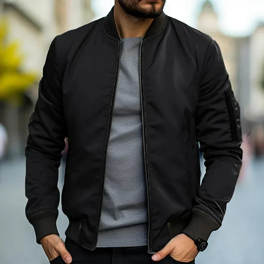 Herren Bomberjacke Regular Fit Leicht Atmungsaktiv Übergangsjacke Reißverschluss Freizeit Streetwear