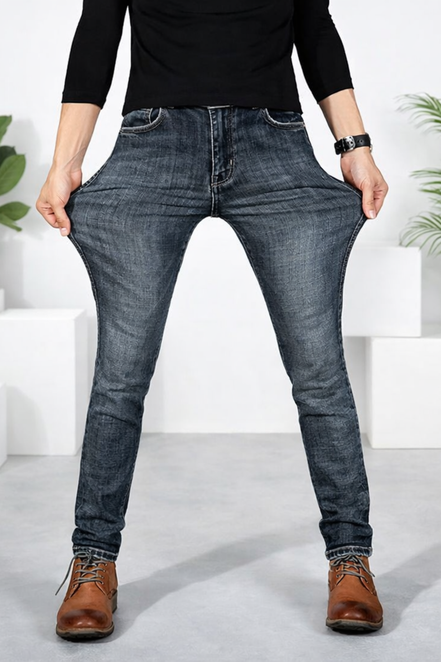 Herren Stretch Jeans konisch zulaufend flexible Passform bequemer Bund Alltag