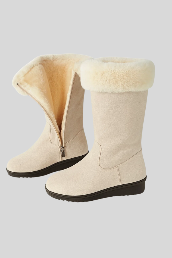 Damen Winterstiefel Reißverschluss rutschfest gefüttert solide warm bequem
