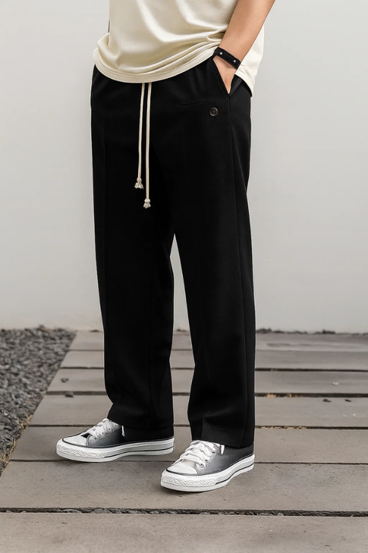 Herren Casual Hose Kordelzug Regular Fit Schlank Komfortabel Verstellbarer Bund