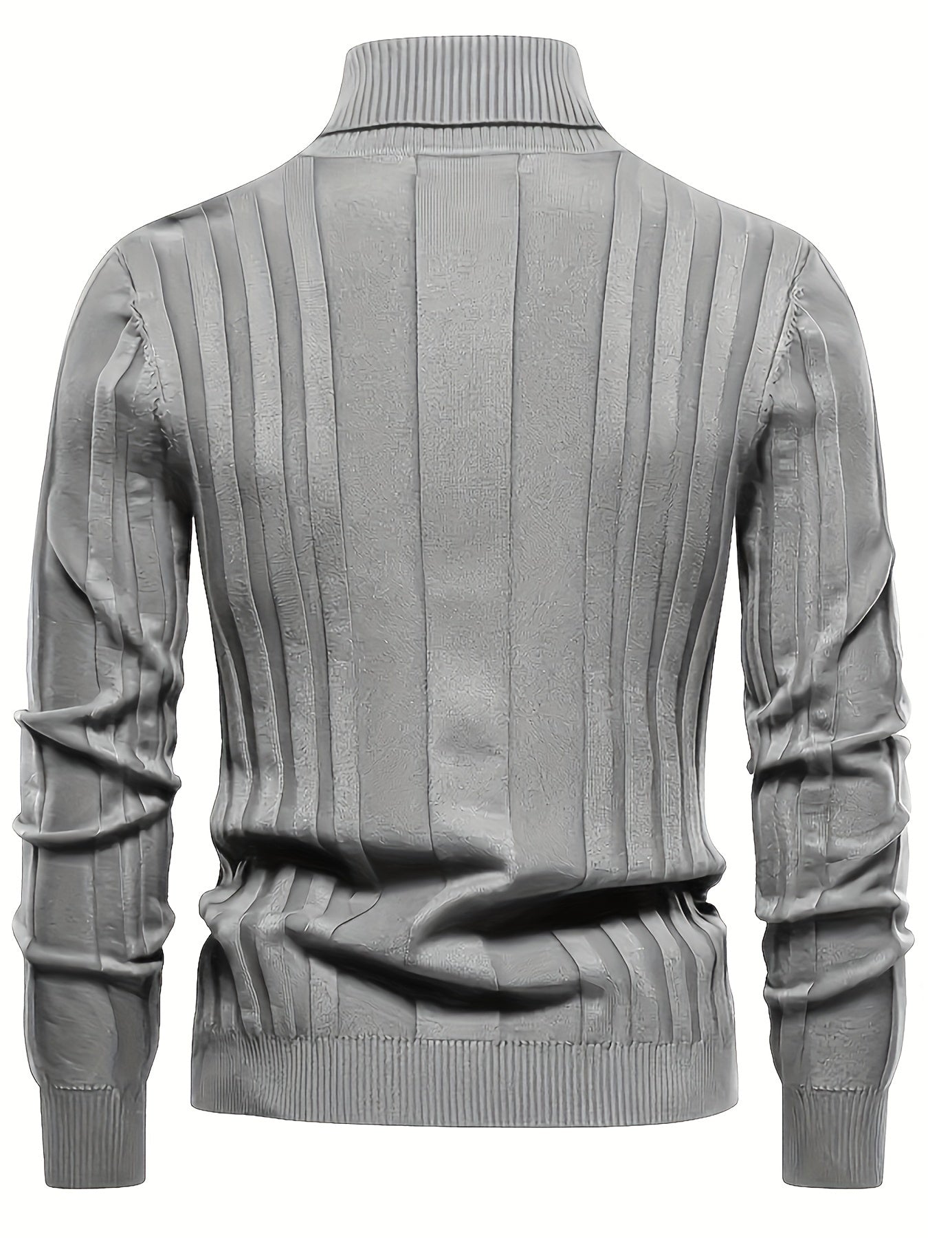 Herren Rollkragenpullover gerippt Slim Fit elastisch Langarm bequem warm