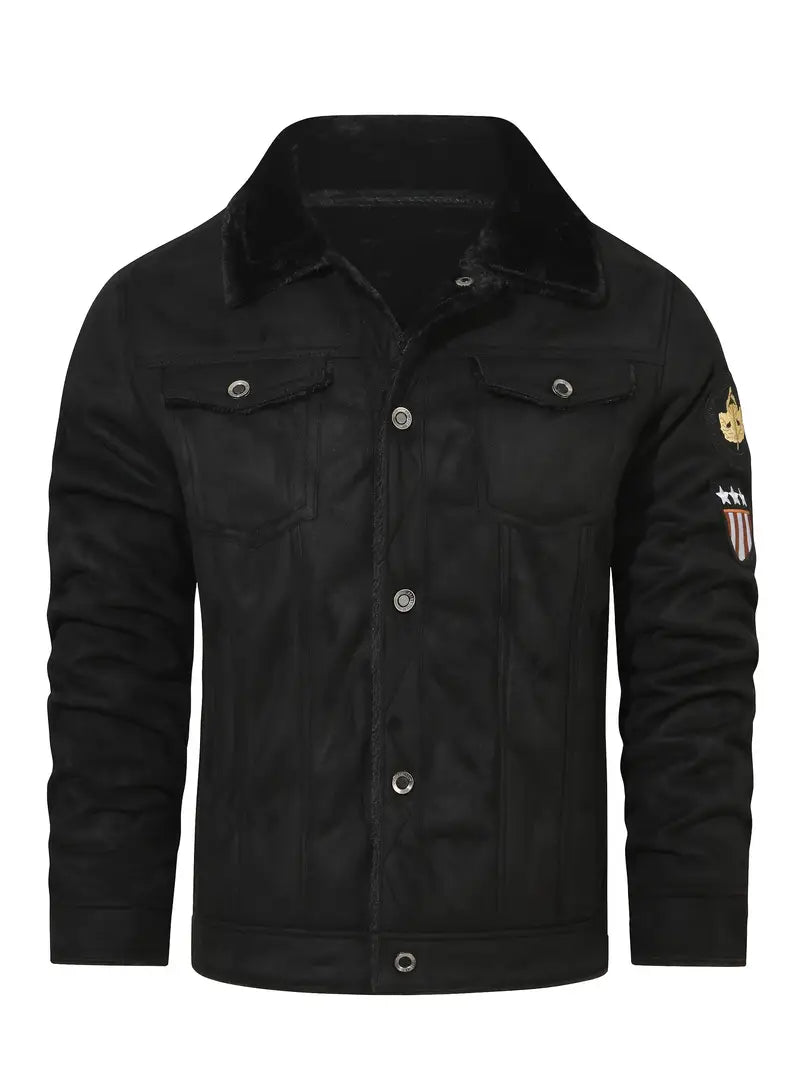 Herren Jacke Langarm Kunstfell Futter Polyester Regular Fit Warm Freizeit Urban Übergangsjacke