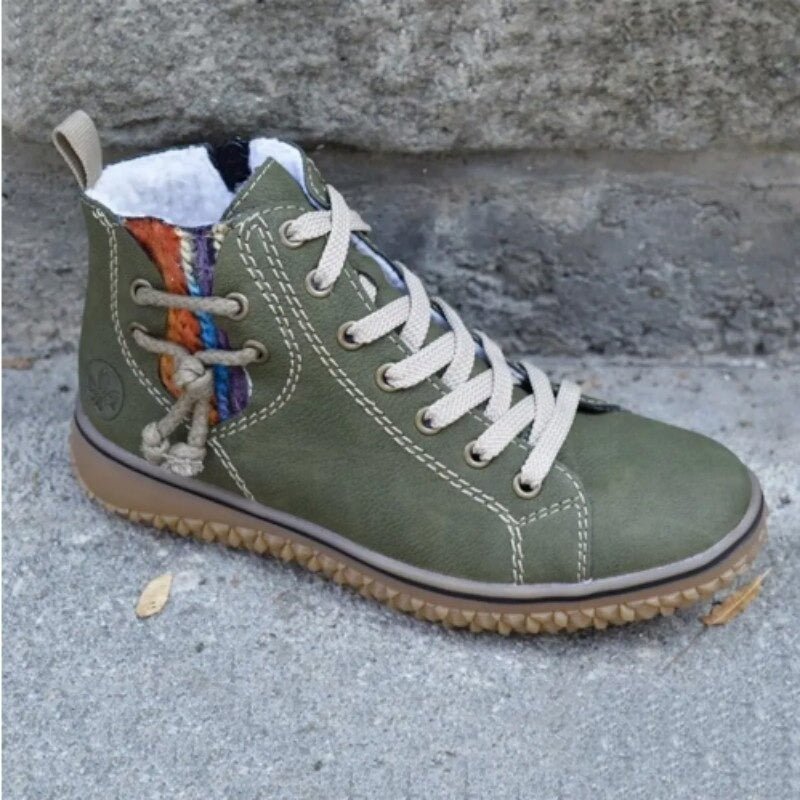 Damen Hochstiefel blau gefüttert Fleece rutschfest Schnürung knöchelhoch warm Alltag Winter Schuhe