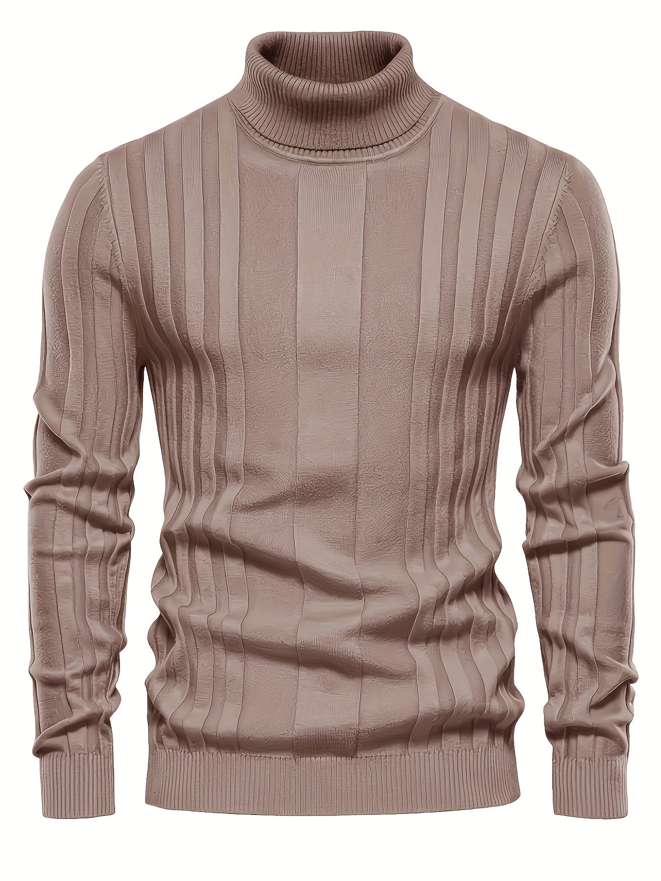 Herren Rollkragenpullover gerippt Slim Fit elastisch Langarm bequem warm