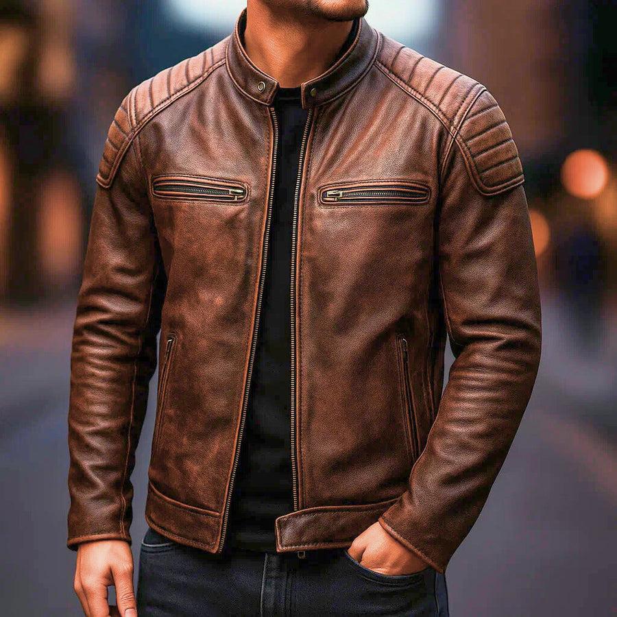 Herren Jacke Regular Fit Strukturiert Reißverschluss Warm Futter Alltag Business Casual Zeitlos Robust