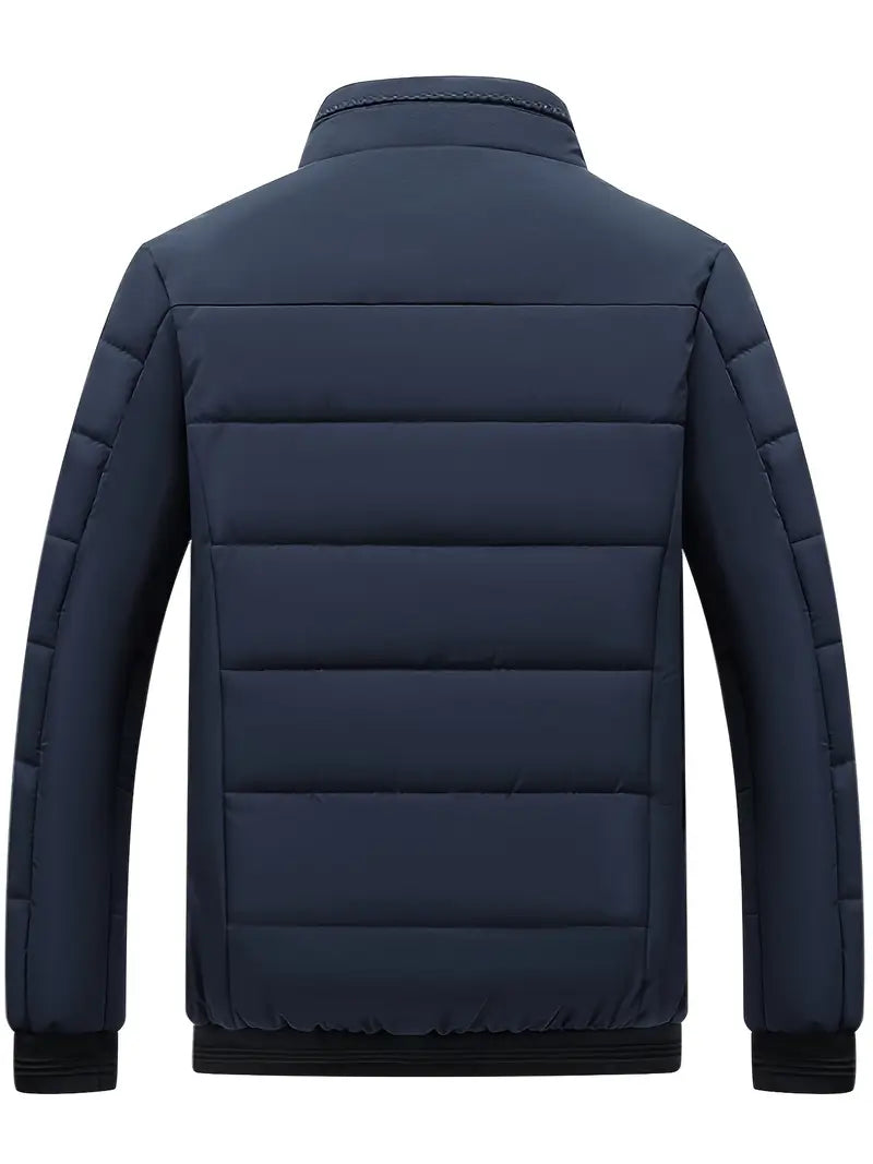 Herren Polyesterjacke Regular Fit Fleece Innenfutter Reißverschluss Stehkragen Leicht Warm Alltag Outdoor