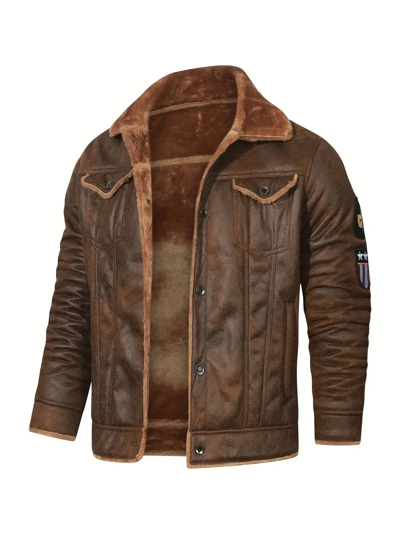 Herren Jacke Langarm Kunstfell Futter Polyester Regular Fit Warm Freizeit Urban Übergangsjacke