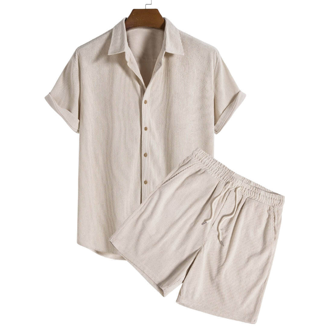 Herren Freizeit Set Hemd und Hose Sommer Zweiteiler Polyester atmungsaktiv