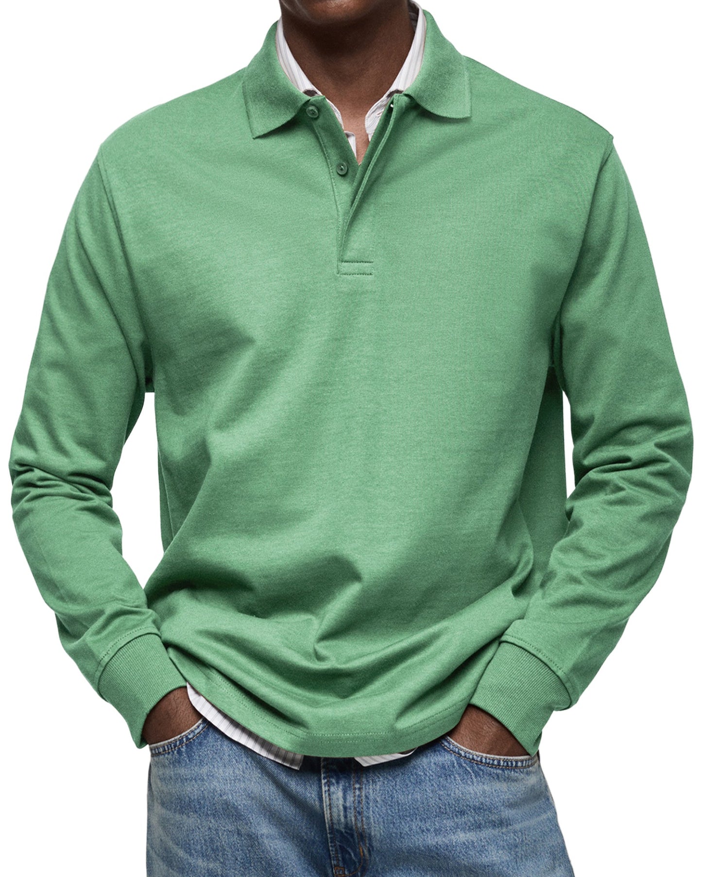 Herren Polo Knopfleiste Langarm klassisch bequem vielseitig elegant