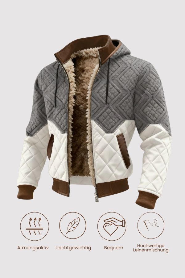 Herren Winterjacke Regular Fit Steppdesign Kunstfellfutter Kapuze Warm Winddicht Freizeit Elegant