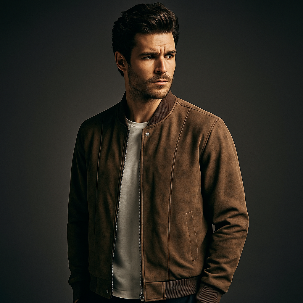 Herren Bomberjacke Regular Fit Reißverschluss Stehkragen Taschen Übergangsjacke vielseitig