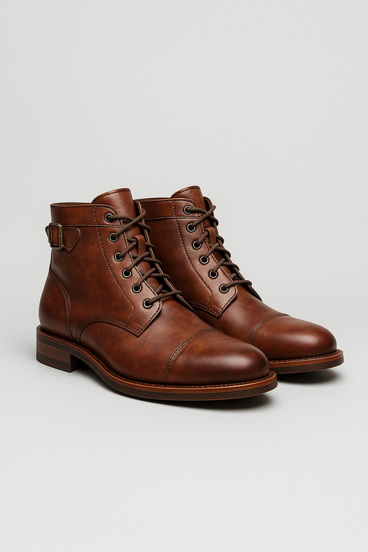 Herren Stiefel hoch PU Leder rutschfest gepolstert Knöchelstütze robust Alltag Outdoor