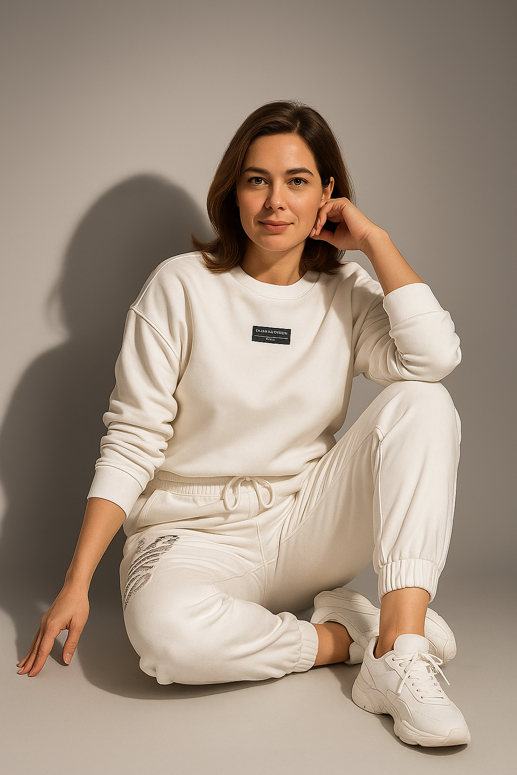 Damen Zweiteiler Regular Fit Oberteil mit Buchstabenprint Hose Langarm Casual Lounge Set 2-teilig
