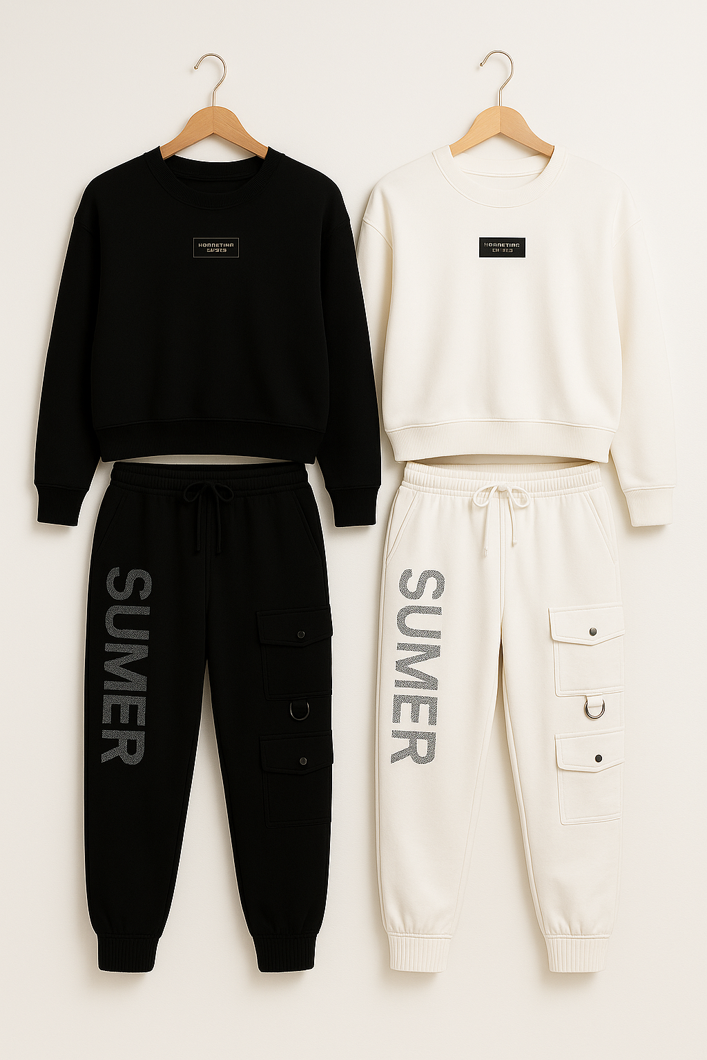 Damen Zweiteiler Regular Fit Oberteil mit Buchstabenprint Hose Langarm Casual Lounge Set 2-teilig