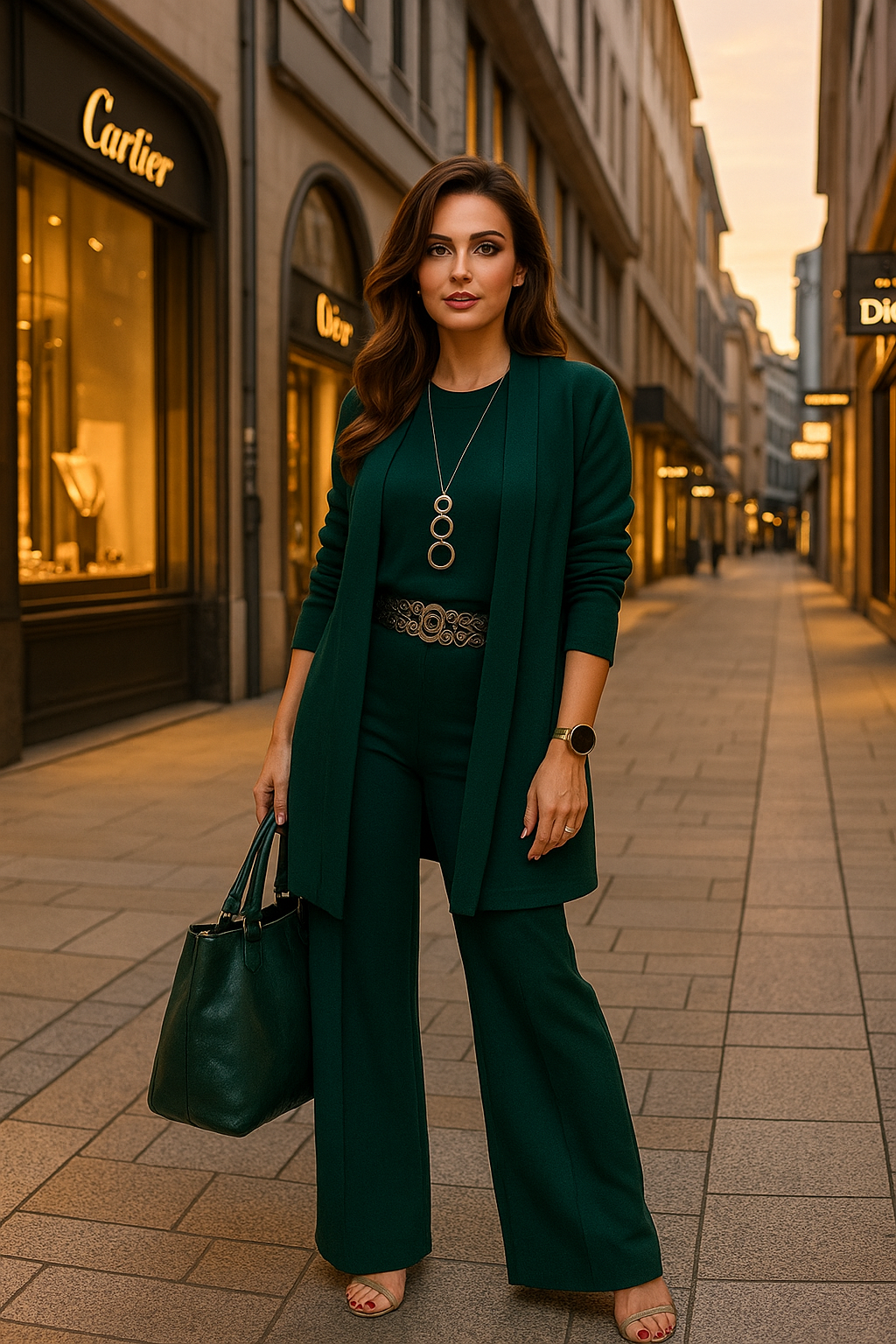 Damen Dreiteiler Regular Fit Strickset Top mit Cardigan und Hose Stretch Loungewear Set 3-teilig elegant