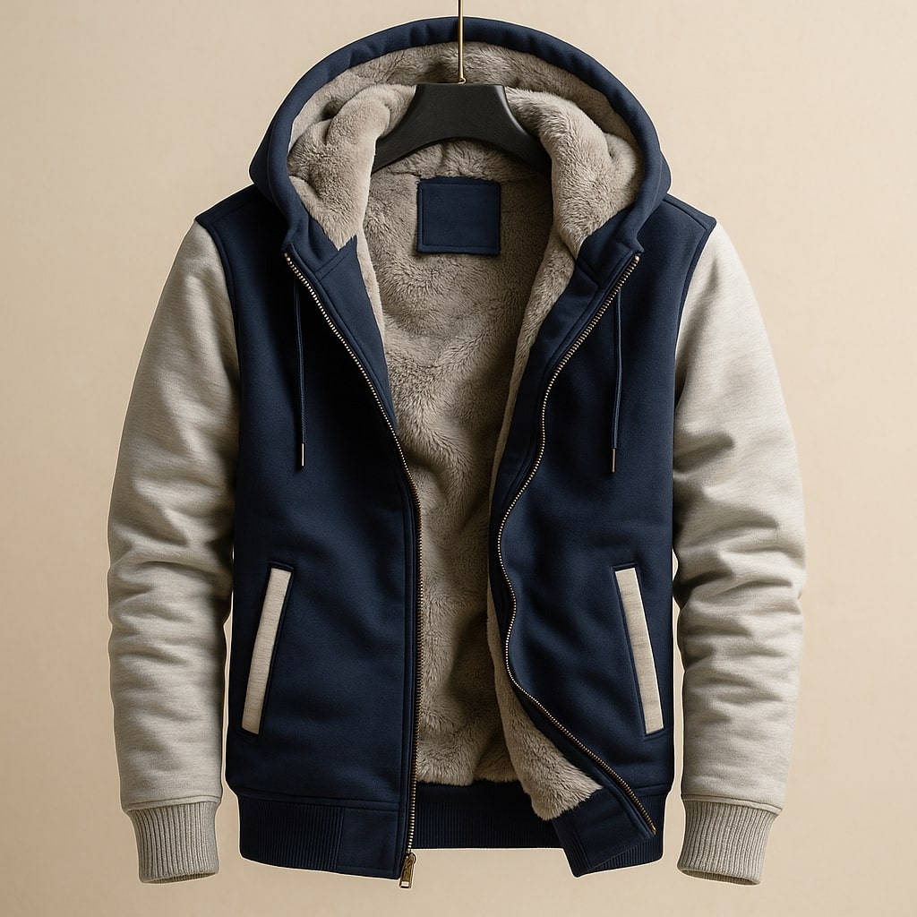 Herren Kapuzenjacke normale Passform Reißverschluss bequem warm Rippbündchen Alltag