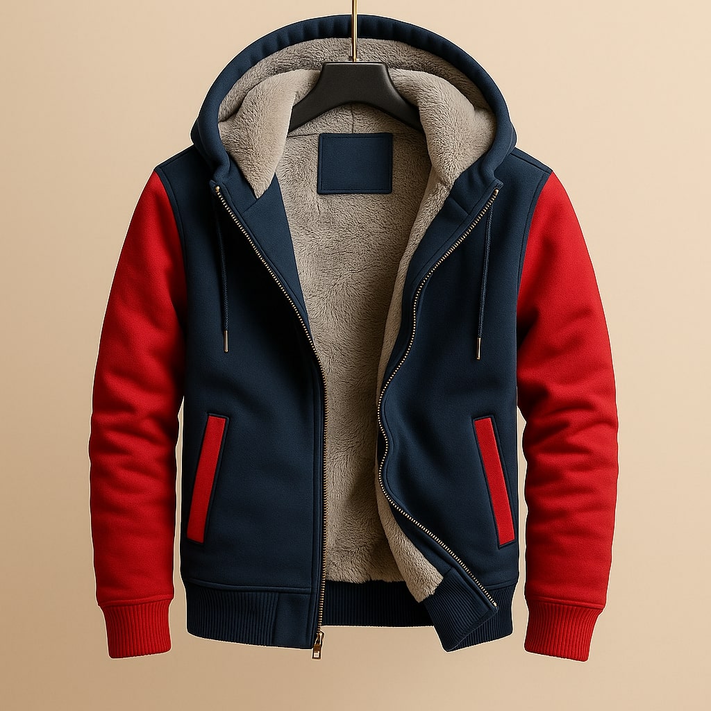 Herren Kapuzenjacke normale Passform Reißverschluss bequem warm Rippbündchen Alltag