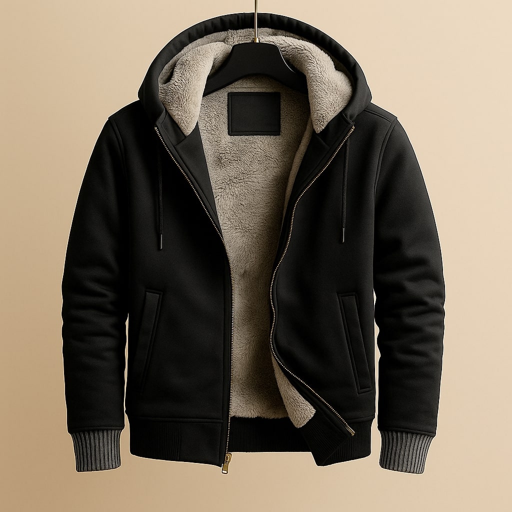 Herren Kapuzenjacke normale Passform Reißverschluss bequem warm Rippbündchen Alltag