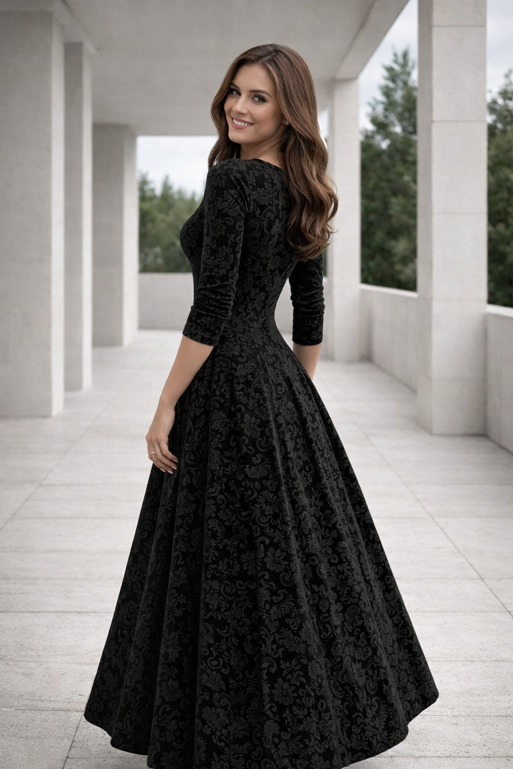 Damen Kleid V-Ausschnitt tailliert locker Passform minimalistisch vielseitig