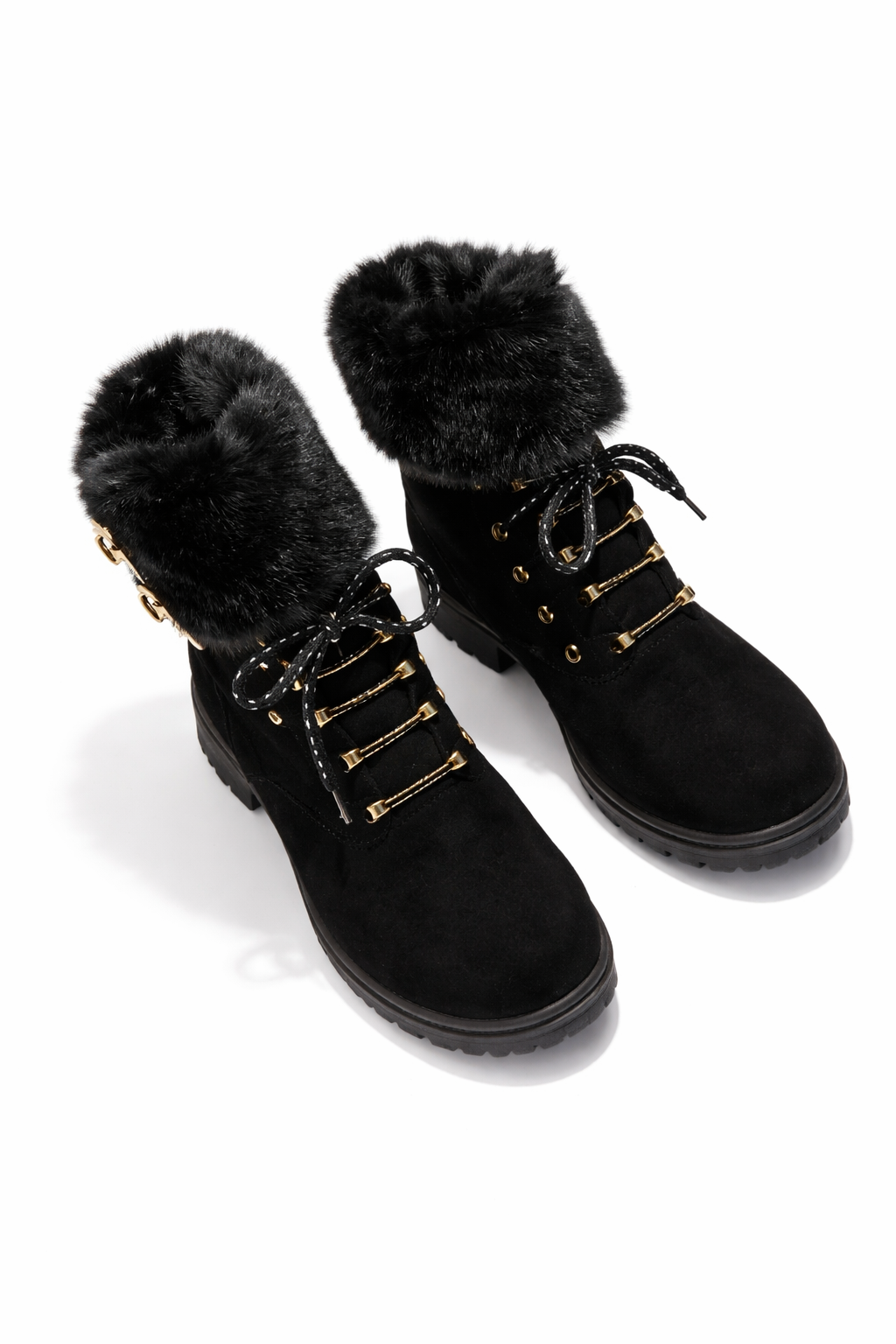 Damen Klobige Ferse Bolzen Stiefeletten warm rutschfest bequem