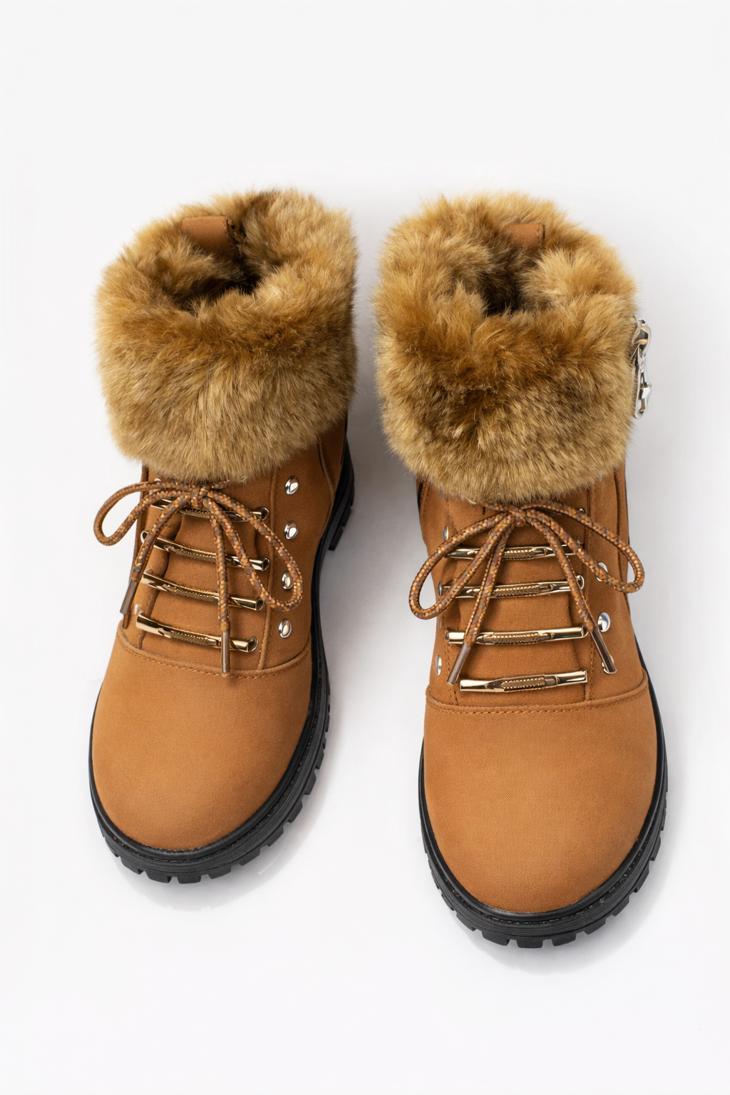 Damen Klobige Ferse Bolzen Stiefeletten warm rutschfest bequem