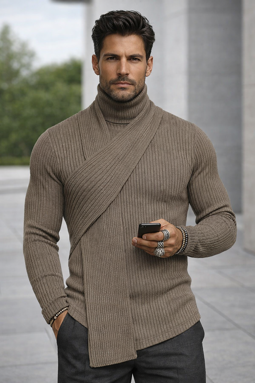 Damen Strickpullover Rollkragenpullover elastische Langarm bequem modern