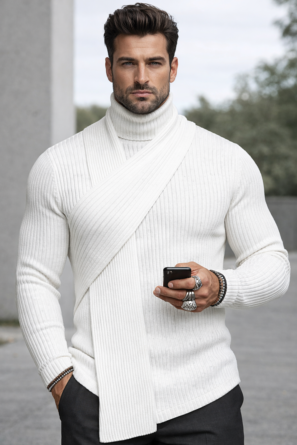 Damen Strickpullover Rollkragenpullover elastische Langarm bequem modern
