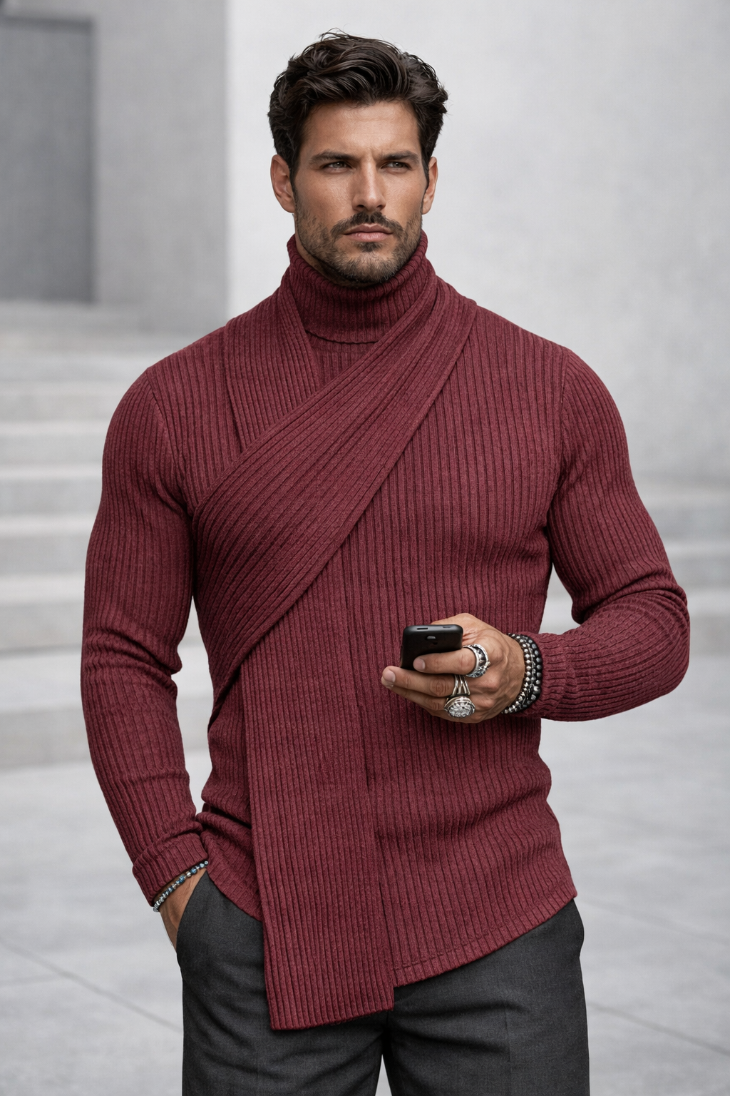 Damen Strickpullover Rollkragenpullover elastische Langarm bequem modern