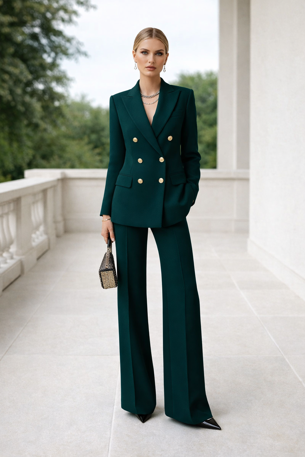 Damen Zweiteiler Regular Fit Blazer mit Hose Elegant Business Anzug Set 2-teilig