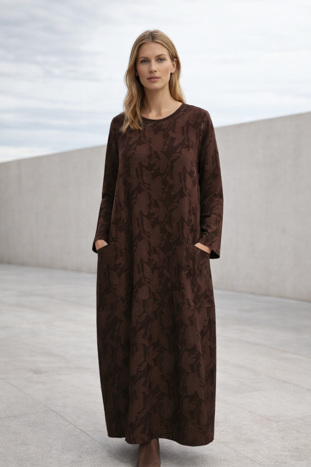 Damen Kleid gemustert locker Passform fließend bequem vielseitig Freizeit