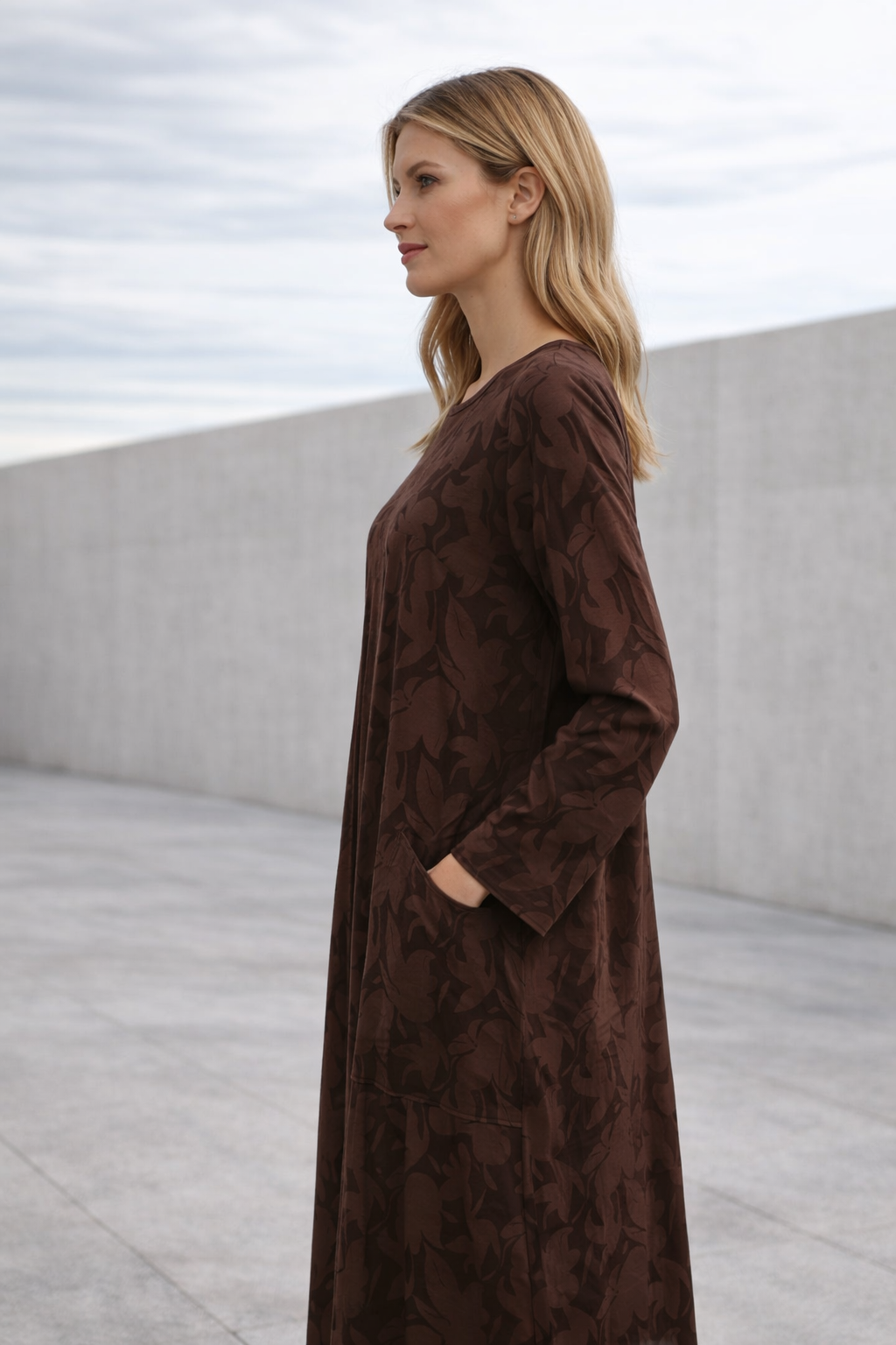 Damen Kleid gemustert locker Passform fließend bequem vielseitig Freizeit