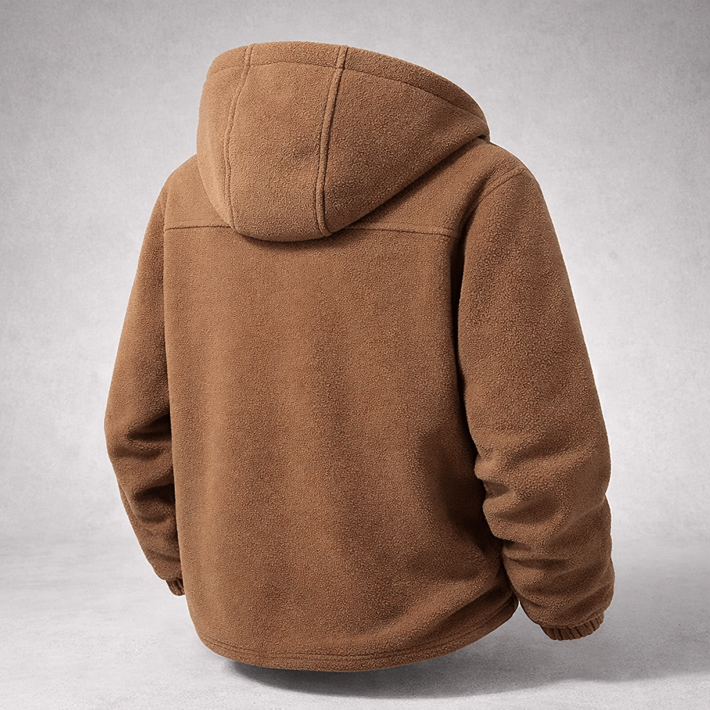 Herren Winterjacke Regular Fit Fleece Sherpa Futter Kapuze Reißverschluss Warm Outdoor Alltag