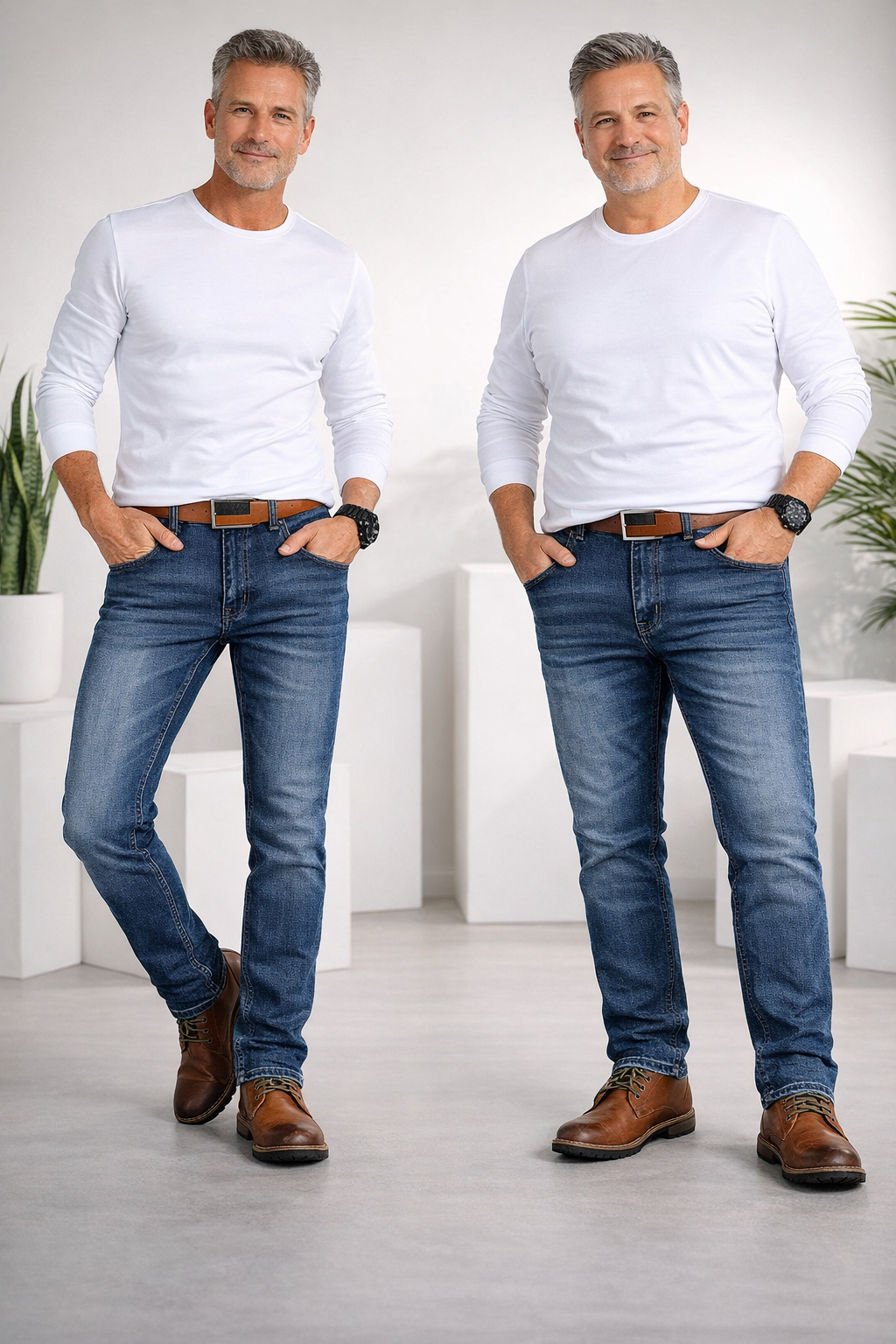 Herren Stretch Jeans konisch zulaufend flexible Passform bequemer Bund Alltag