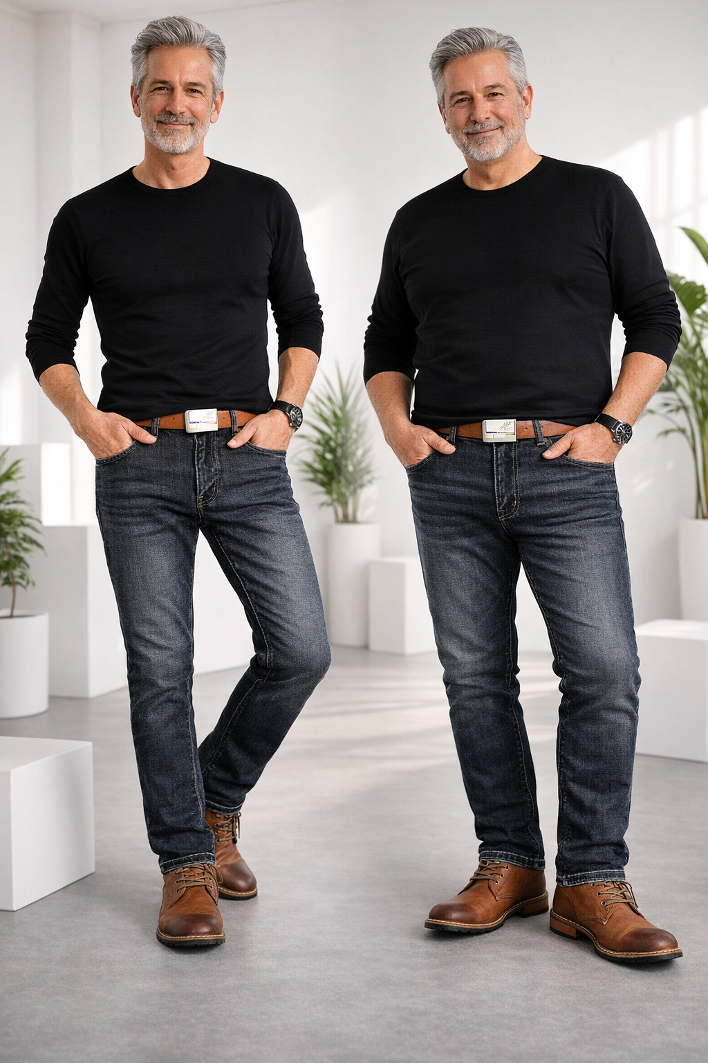 Herren Stretch Jeans konisch zulaufend flexible Passform bequemer Bund Alltag