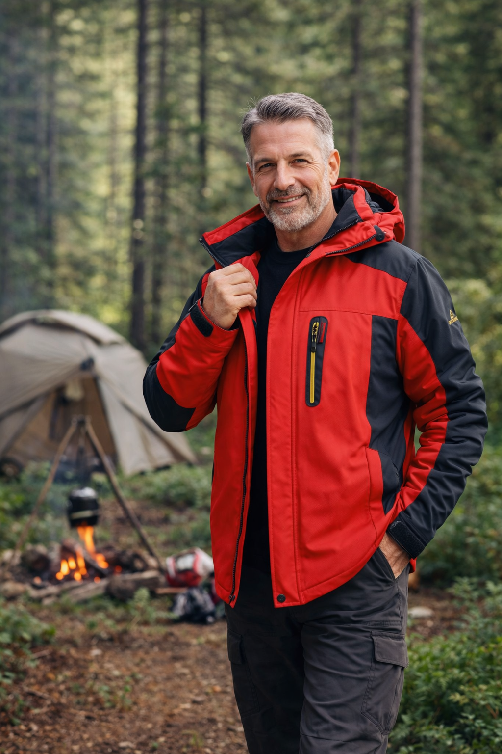 Herren Outdoor Jacke Regular Fit Wasserdicht Winddicht Fleece Futter Kapuze Trekking Winter Alltag