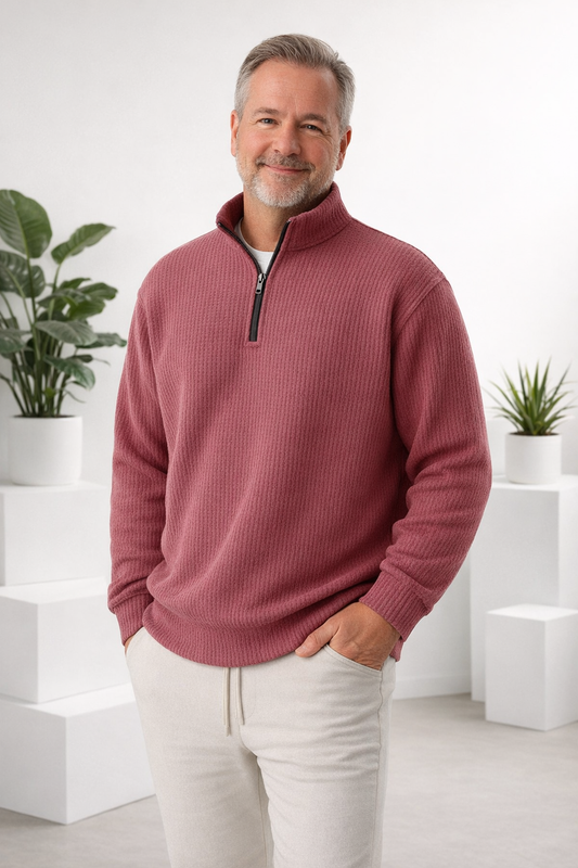 Herren Pullover Reißverschluss Stehkragen Langarm bequem vielseitig