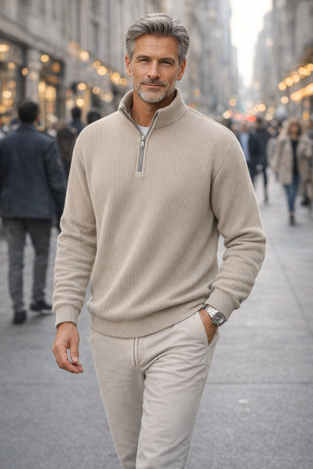 Herren Pullover Reißverschluss Stehkragen Langarm bequem vielseitig