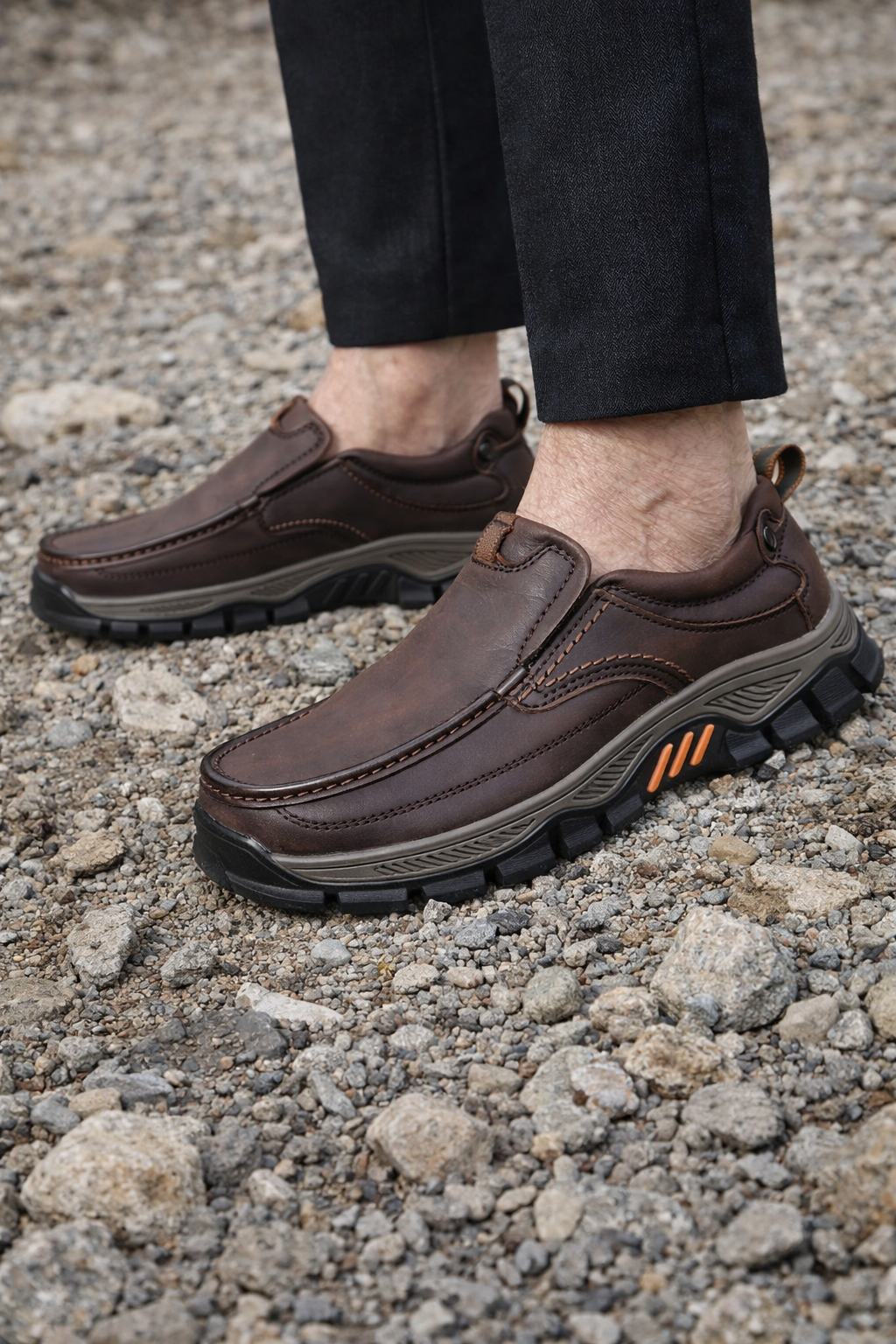 Herren Wanderschuhe Leder orthopädisch rutschfest stoßdämpfend breite Zehenbox Memory Foam Outdoor