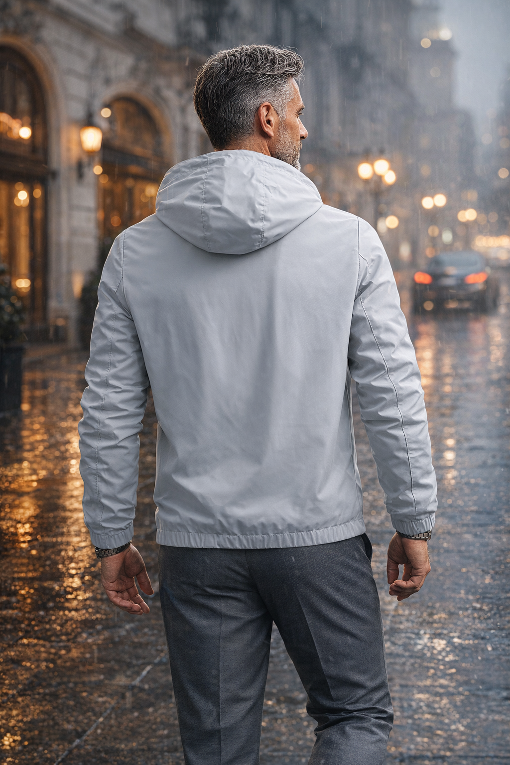 Herren Jacke Regular Fit Leicht Kapuze Reißverschluss Elastische Bündchen Casual Alltag Outdoor