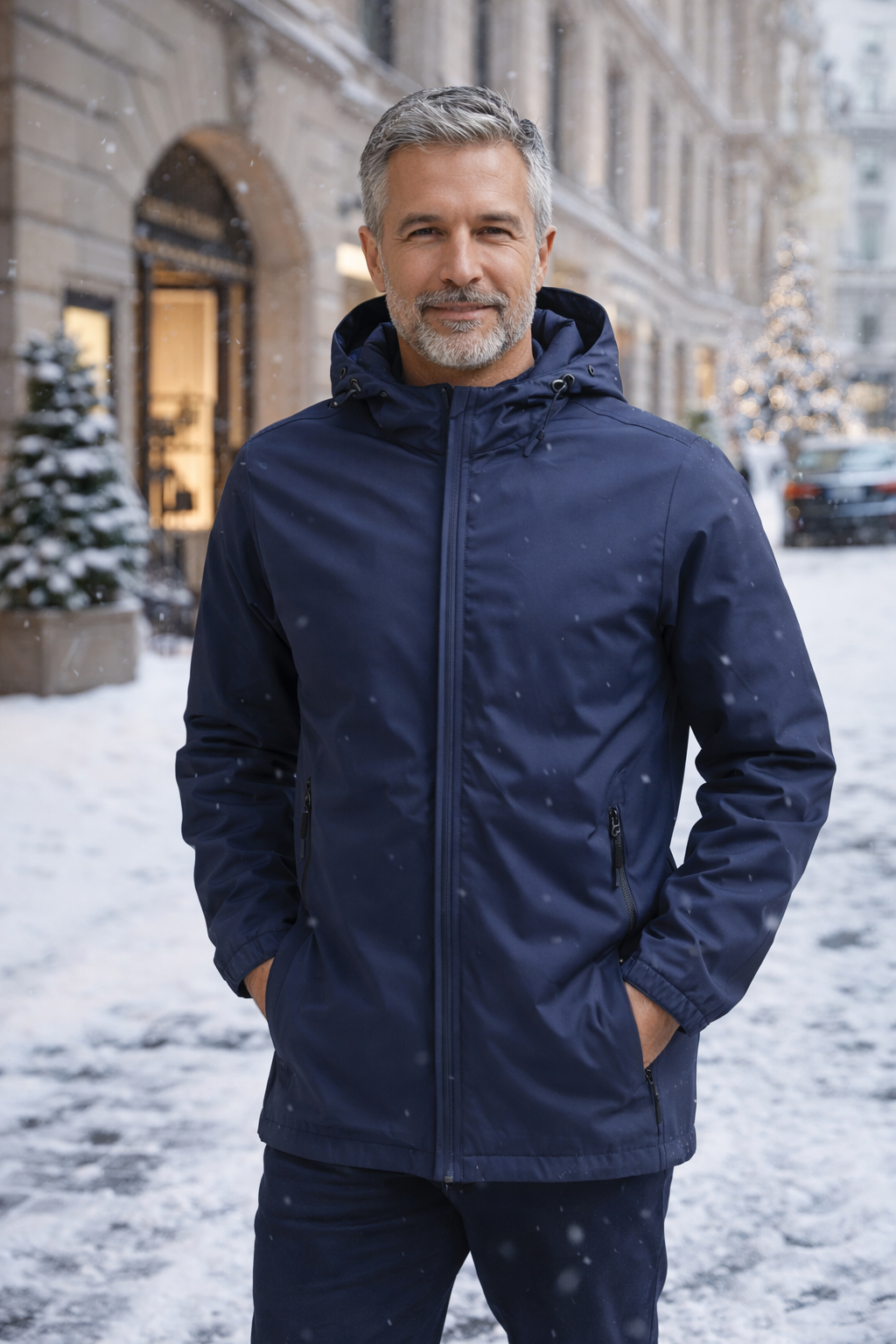 Herren Jacke Regular Fit Leicht Kapuze Reißverschluss Elastische Bündchen Casual Alltag Outdoor