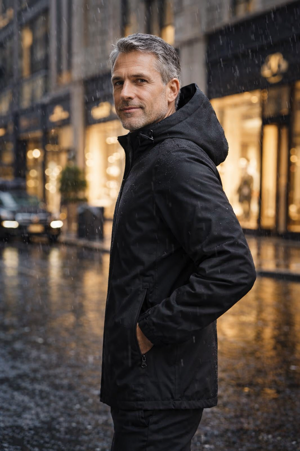 Herren Jacke Regular Fit Leicht Kapuze Reißverschluss Elastische Bündchen Casual Alltag Outdoor