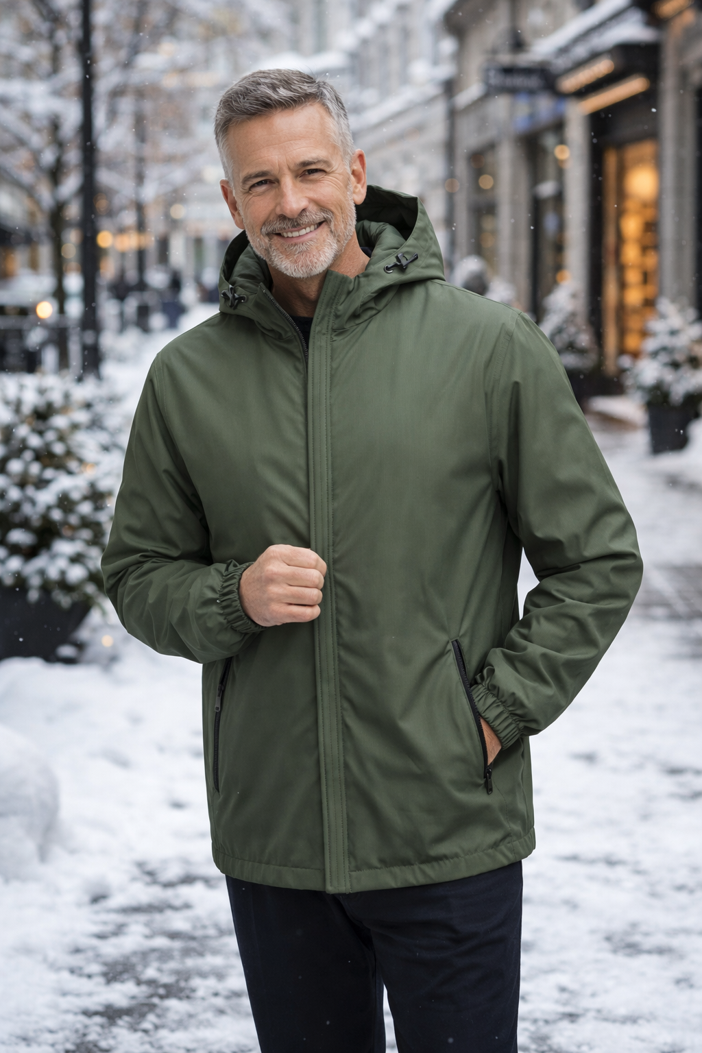 Herren Jacke Regular Fit Leicht Kapuze Reißverschluss Elastische Bündchen Casual Alltag Outdoor