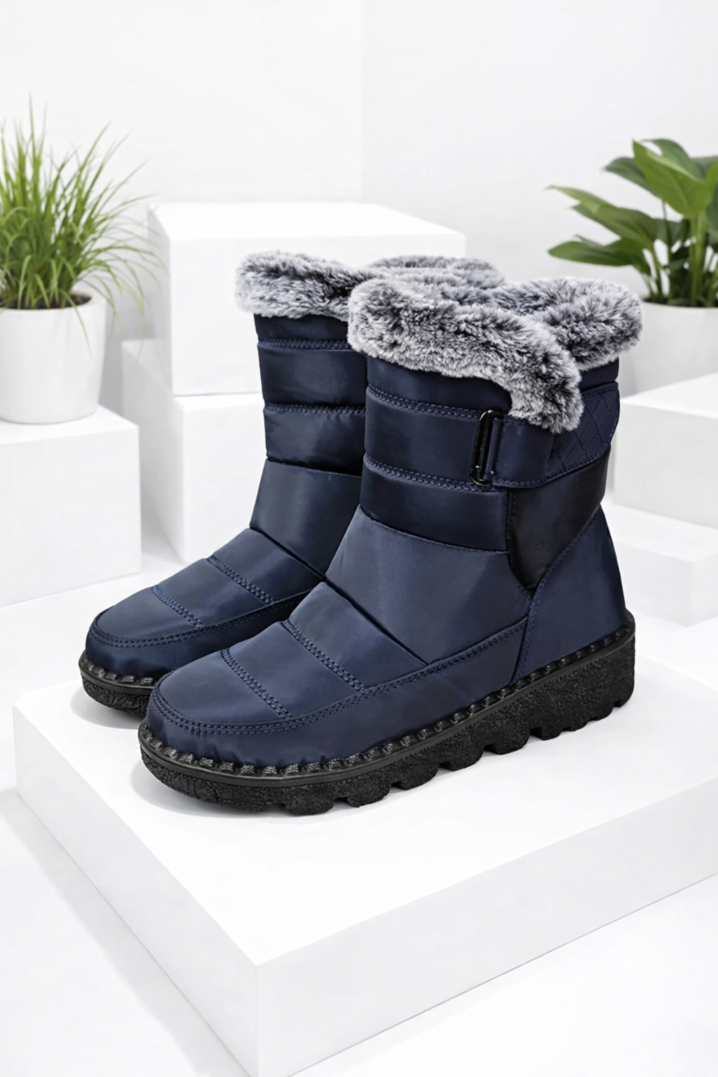Damen Schneestiefel gefüttert rutschfest warm bequem einfach