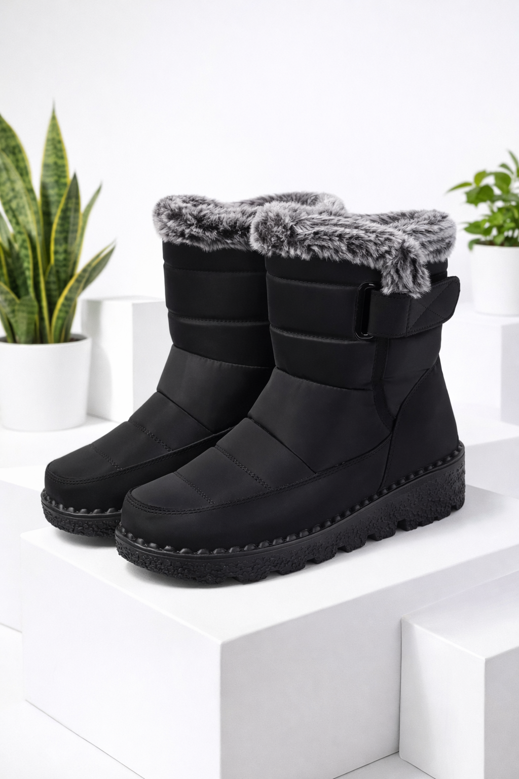 Damen Schneestiefel gefüttert rutschfest warm bequem einfach