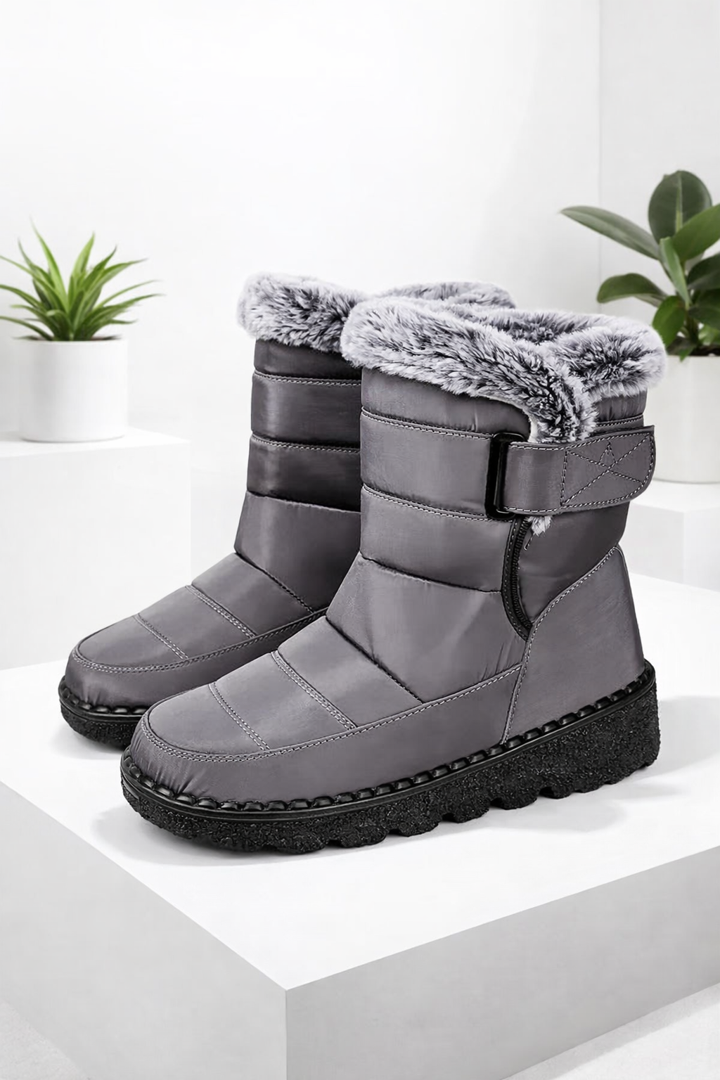 Damen Schneestiefel gefüttert rutschfest warm bequem einfach