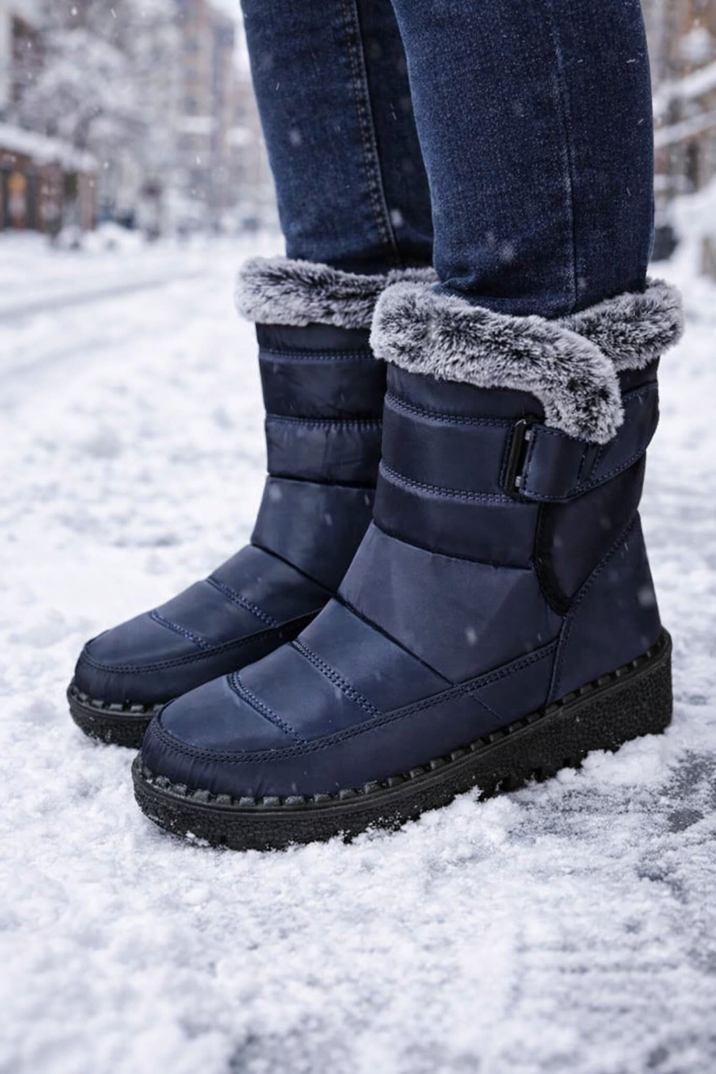 Damen Schneestiefel gefüttert rutschfest warm bequem einfach