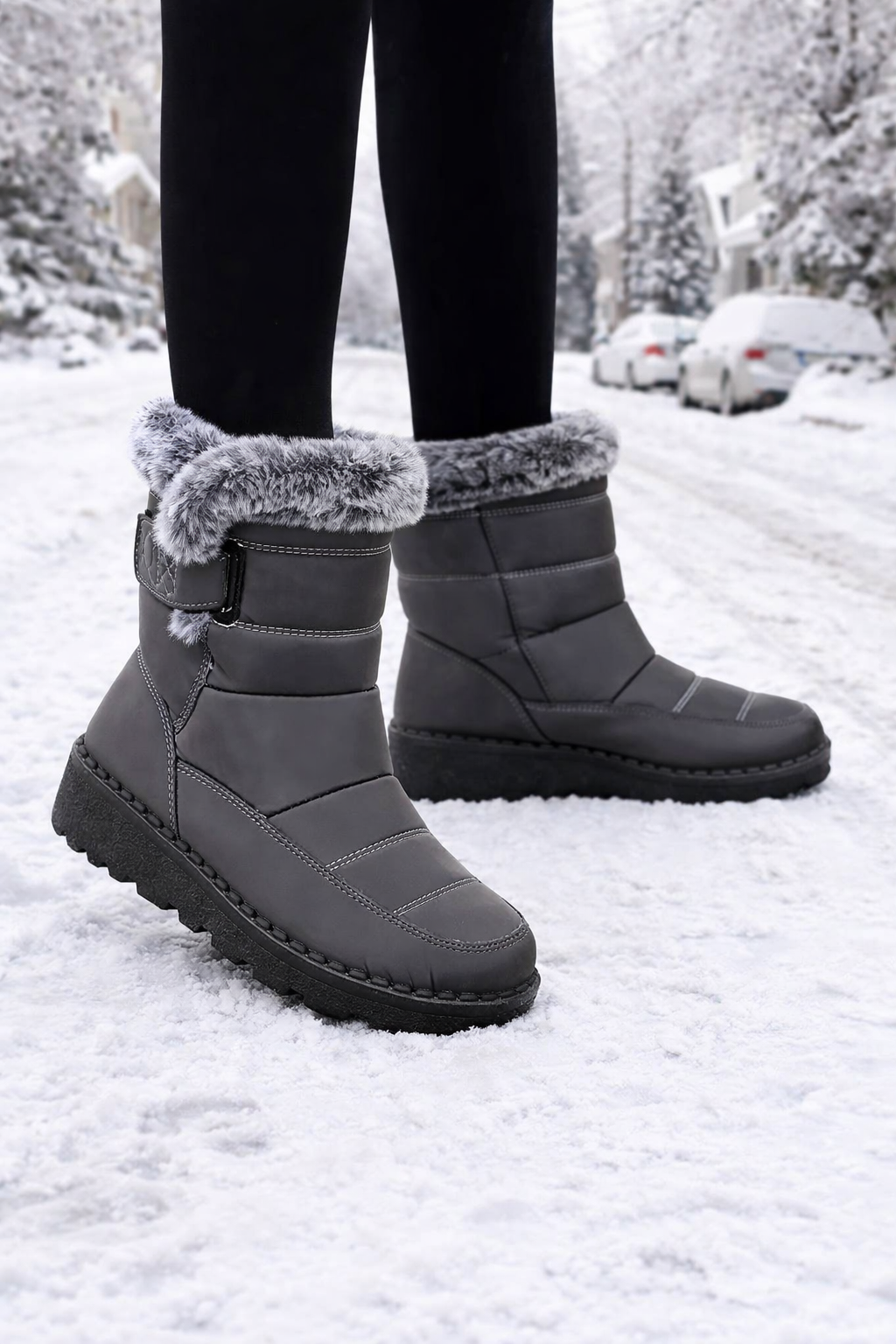 Damen Schneestiefel gefüttert rutschfest warm bequem einfach
